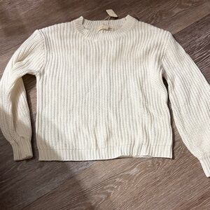 Copper Key Off-White Ribbed Knit Crewneck Sweater